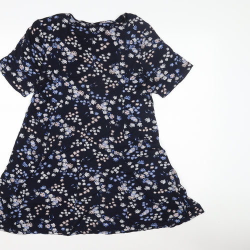 Roman Women’s Blue Floral Top Size 12 Short Sleeve