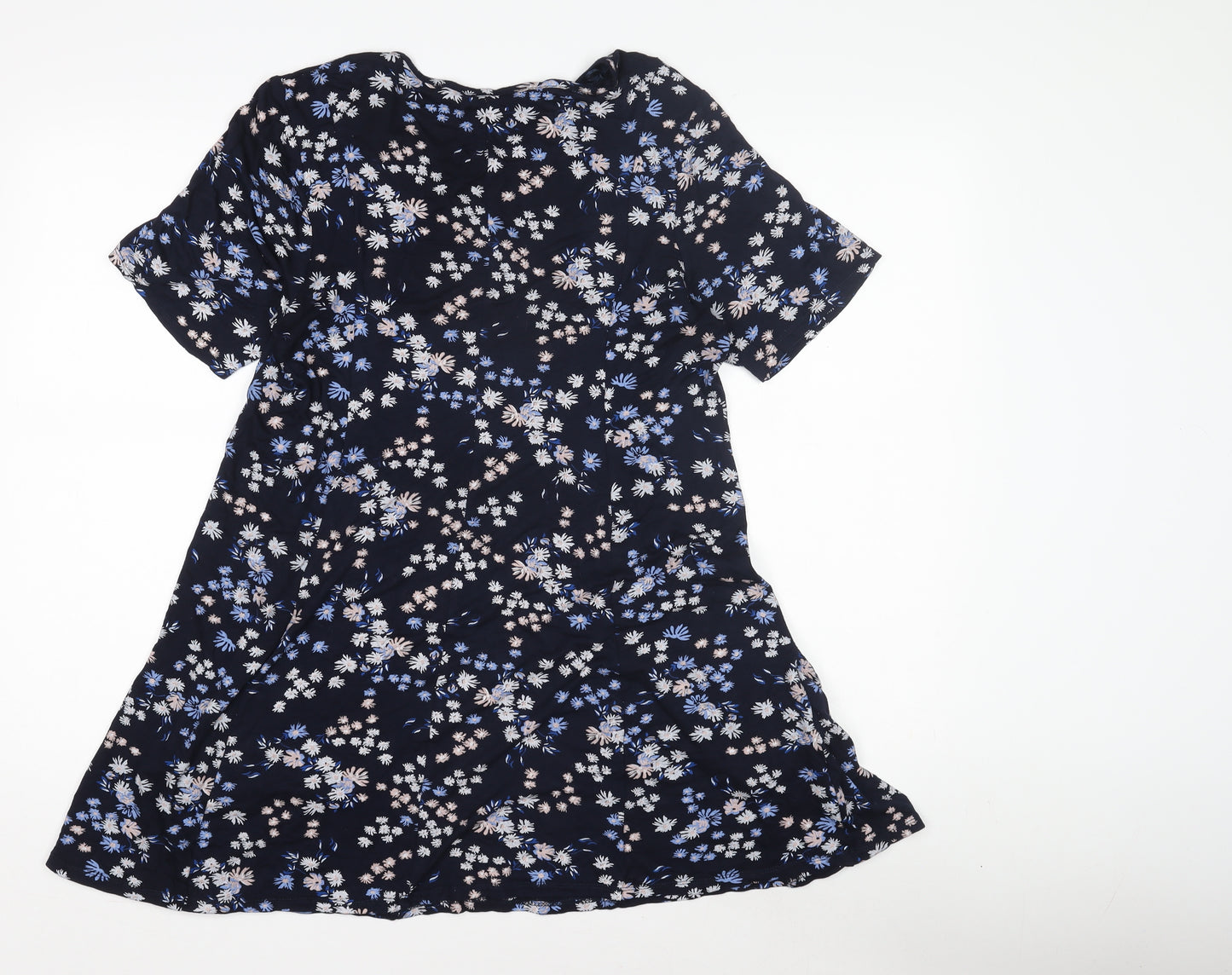 Roman Women’s Blue Floral Top Size 12 Short Sleeve