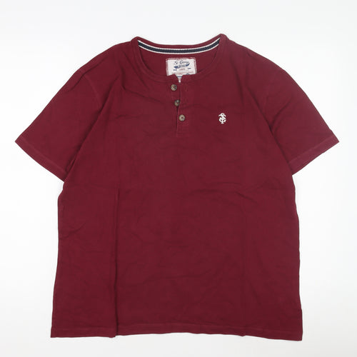 St George by Duffer Red Henley T-Shirt, Men's L