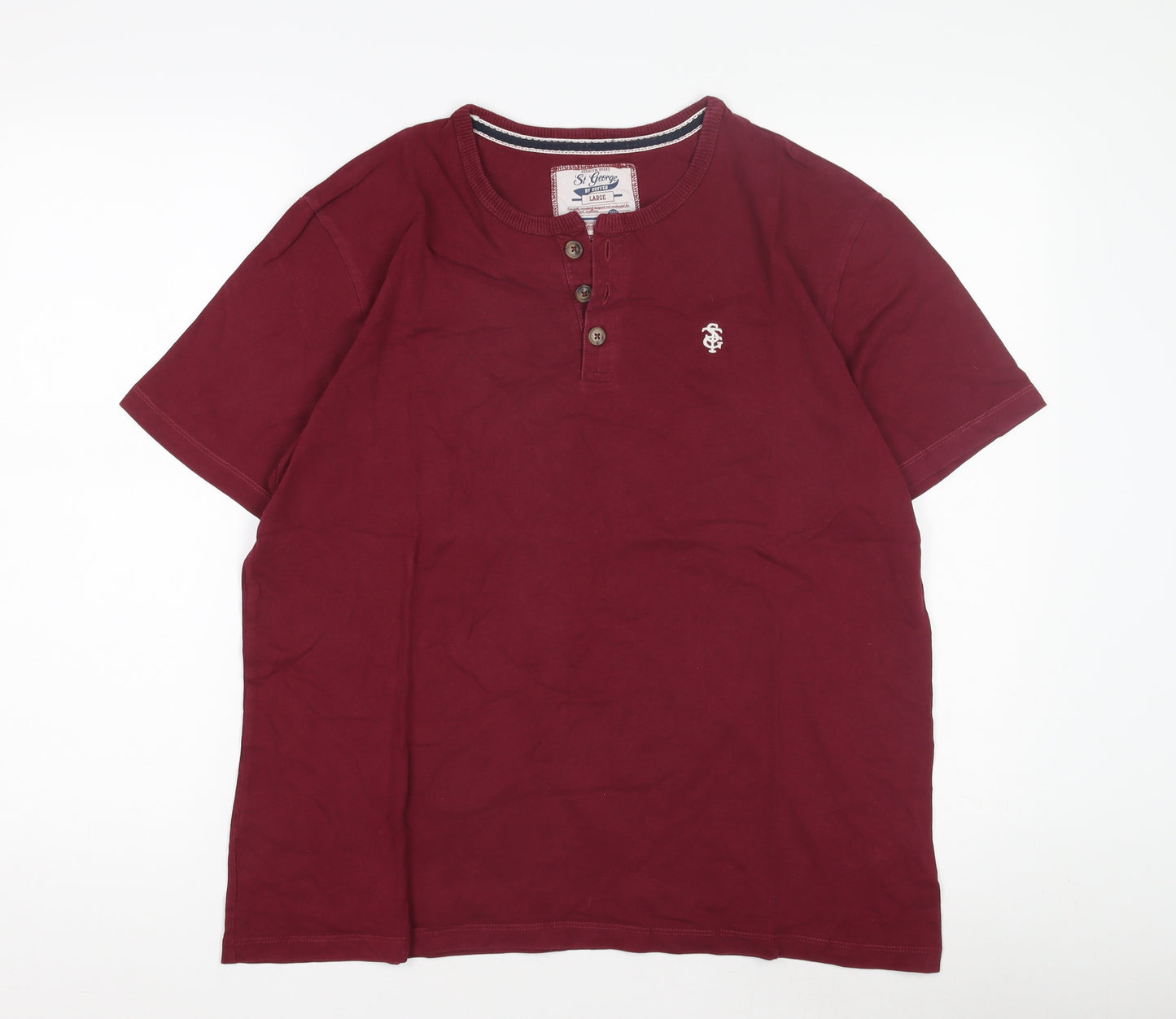 St George by Duffer Red Henley T-Shirt, Men's L