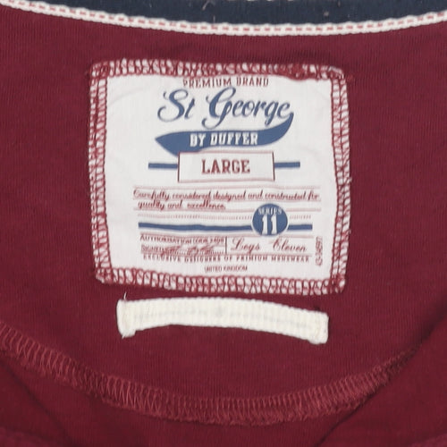 St George by Duffer Red Henley T-Shirt, Men's L