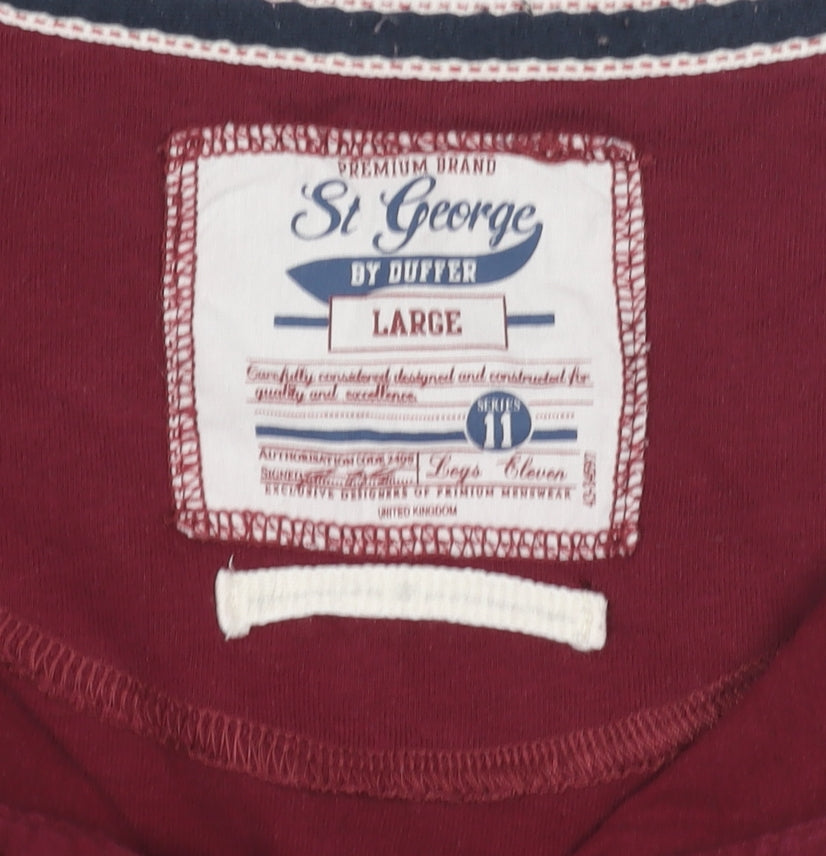 St George by Duffer Red Henley T-Shirt, Men's L