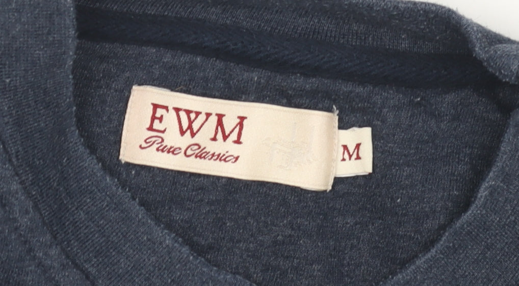 EWM Men's Blue Crew Neck Pullover Sweatshirt M