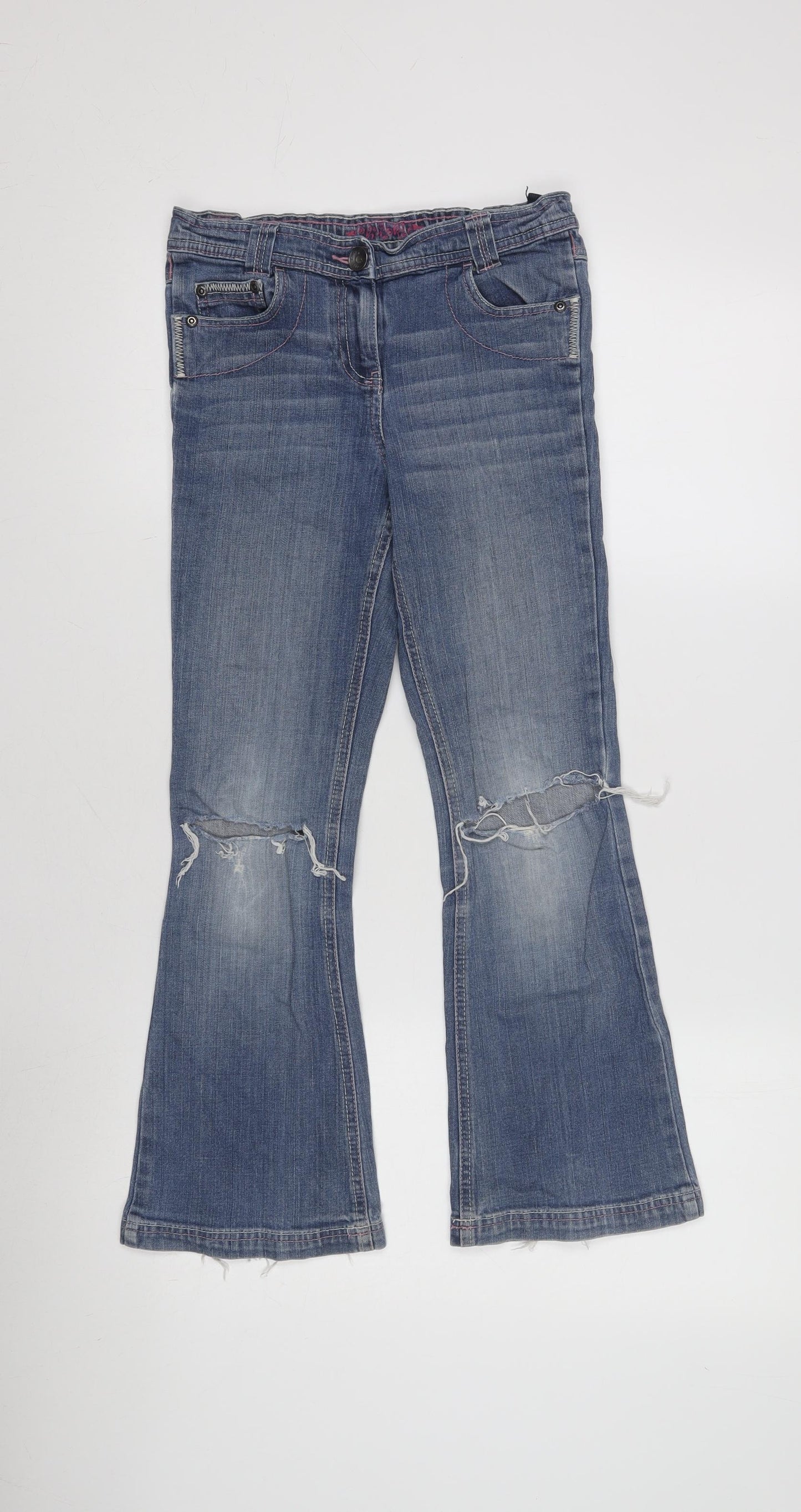 Baxter Girls' Blue Bootcut Jeans, Size 5, Ripped, Casual