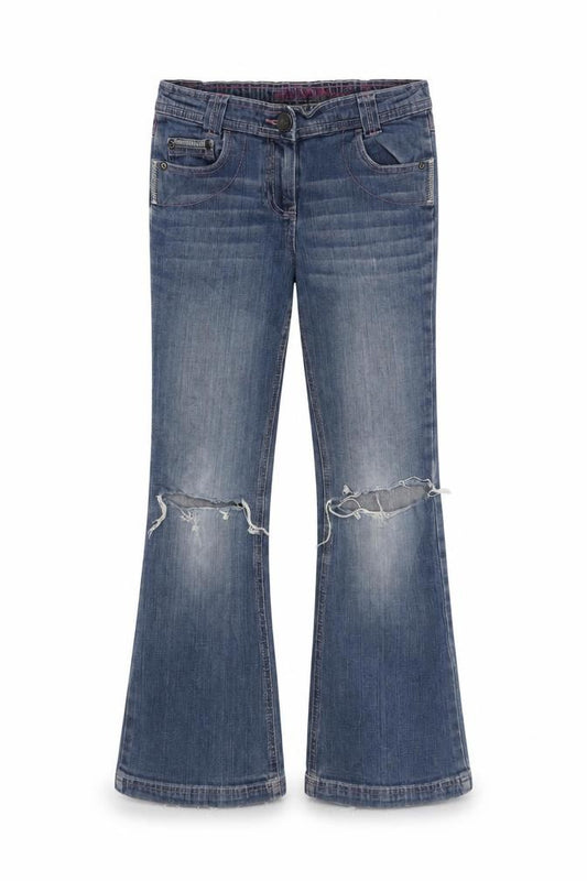 Baxter Girls' Blue Bootcut Jeans, Size 5, Ripped, Casual