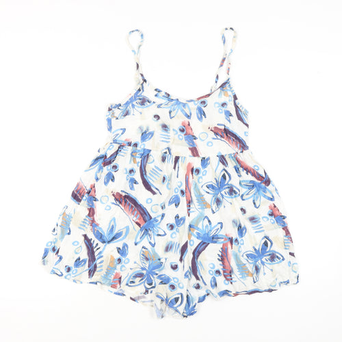 Next Women Light Blue Floral Playsuit UK 10, Viscose, Summer