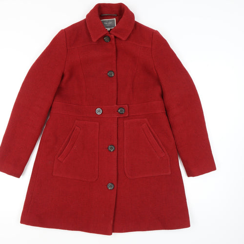 Next Women's Red Mid-Length Overcoat, Size 10, Button-Up