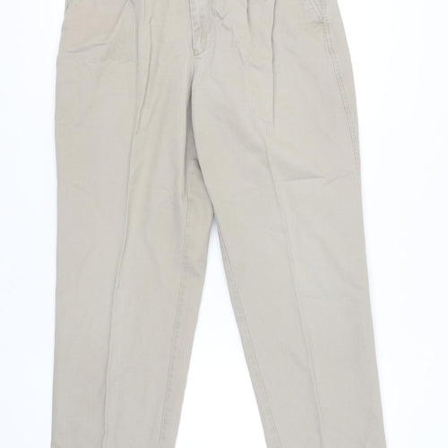 Farah Men's Beige L Pleated Trousers