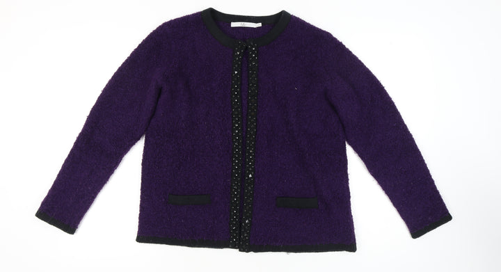 Isle Women’s Purple Cardigan Size L Knit Chunky