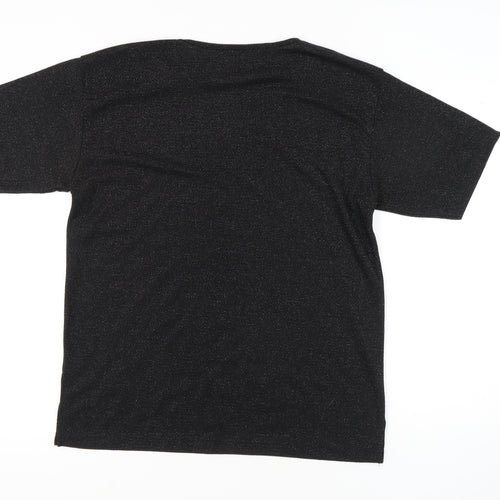 La Reine Women's Black Embroidered T-Shirt L/XL