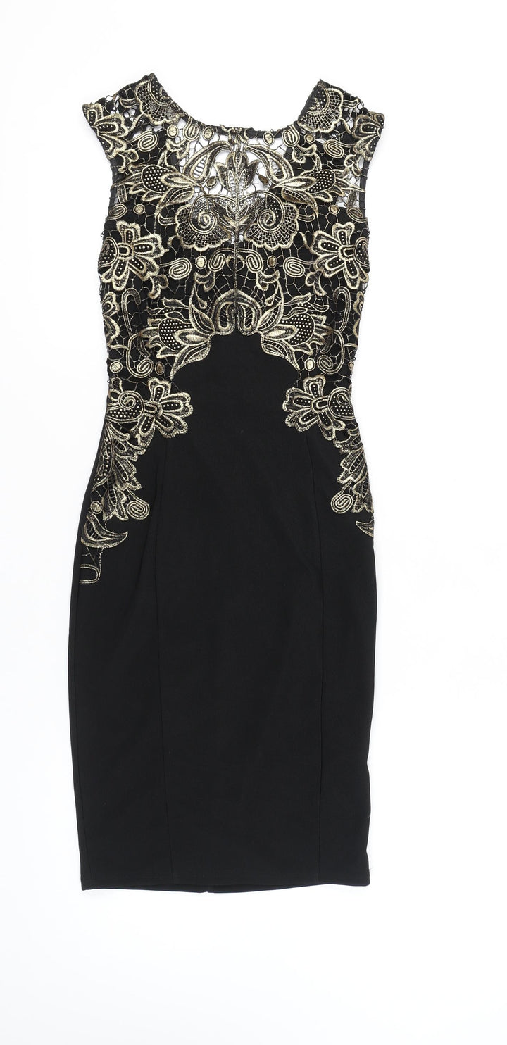 Lipsy Women's Black Sheath Dress UK 4 Party Wear