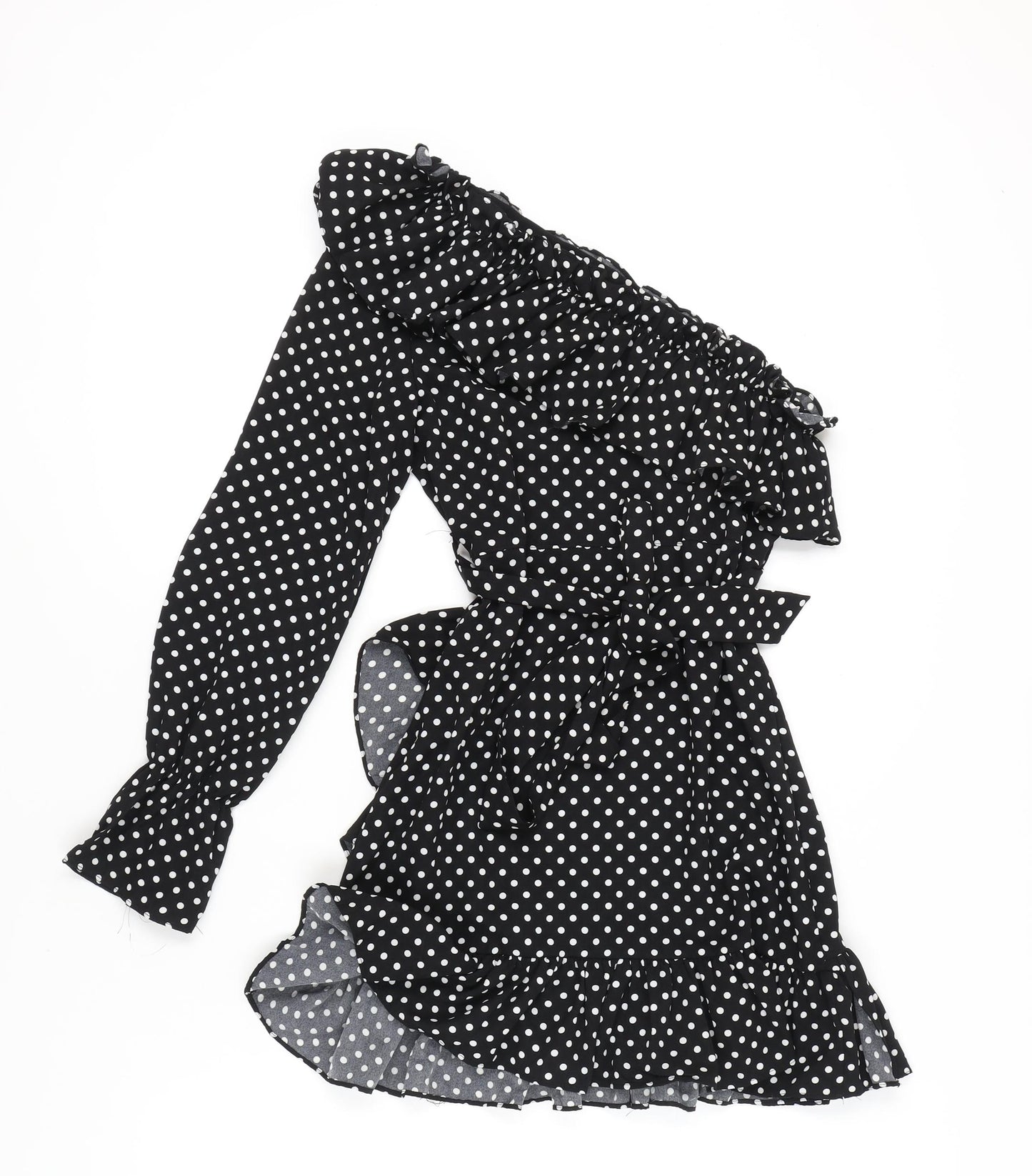 Nasty Gal Women's Black Polka Dot Wrap Dress Size 10