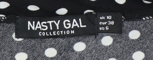 Nasty Gal Women's Black Polka Dot Wrap Dress Size 10