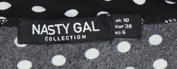 Nasty Gal Women's Black Polka Dot Wrap Dress Size 10