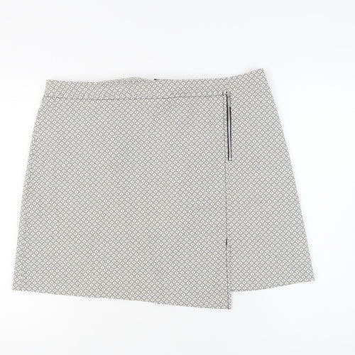 New Look Women's Black White Geometric Knee Skirt Size 18