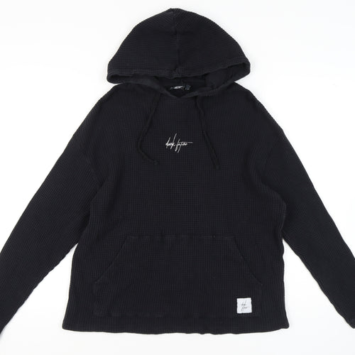 ASOS DESIGN Men's Black Knit Hoodie, S, with Logo