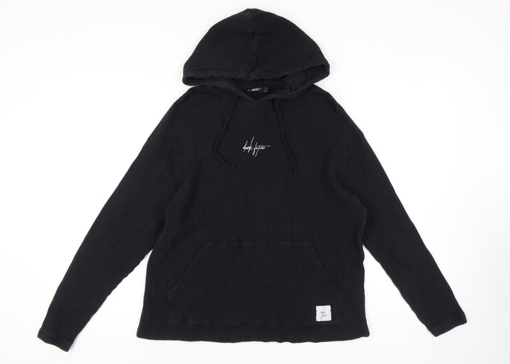 ASOS DESIGN Men's Black Knit Hoodie, S, with Logo