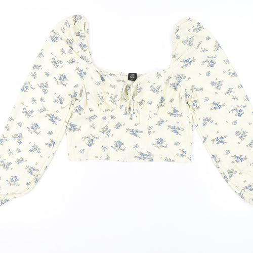 Urban Outfitters Floral Ivory Cropped Blouse L
