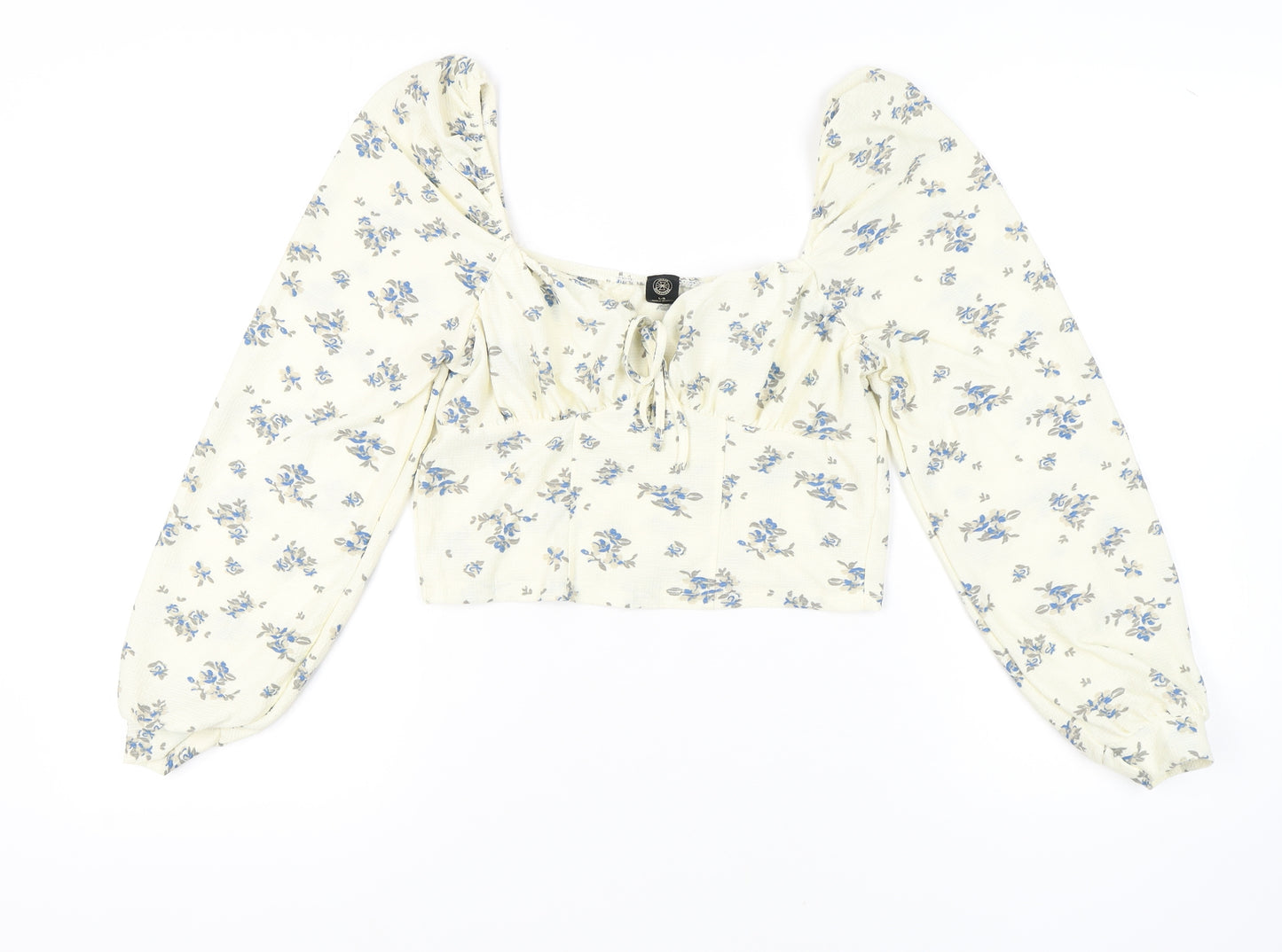 Urban Outfitters Floral Ivory Cropped Blouse L