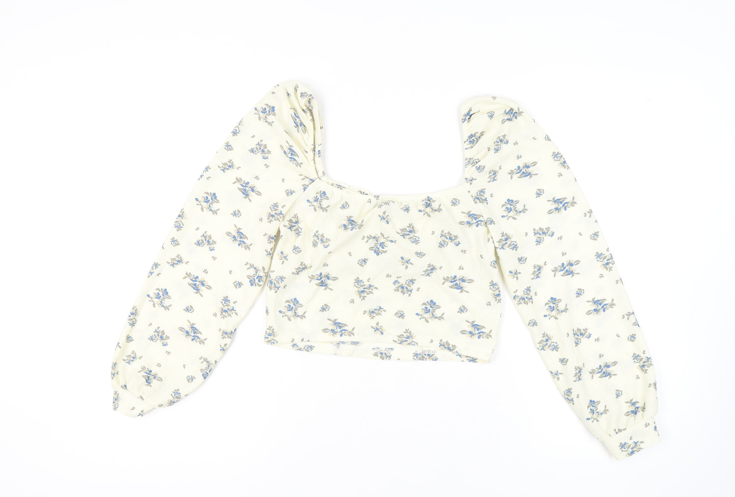 Urban Outfitters Floral Ivory Cropped Blouse L