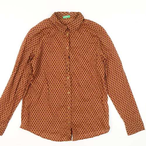 United Colors of Benetton Women's Brown Geometric Shirt Size 12