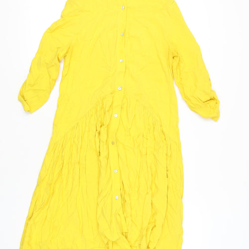 Zara Women Yellow Shirt Dress, Size 6, Casual Spring/Summer
