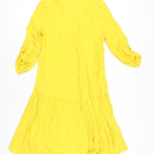 Zara Women Yellow Shirt Dress, Size 6, Casual Spring/Summer