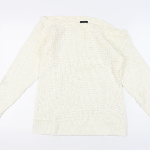 boohoo Women's White Knit Jumper Size S