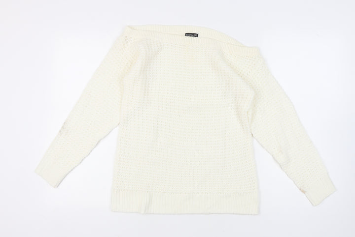 boohoo Women's White Knit Jumper Size S