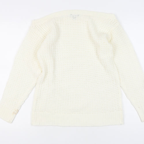 boohoo Women's White Knit Jumper Size S