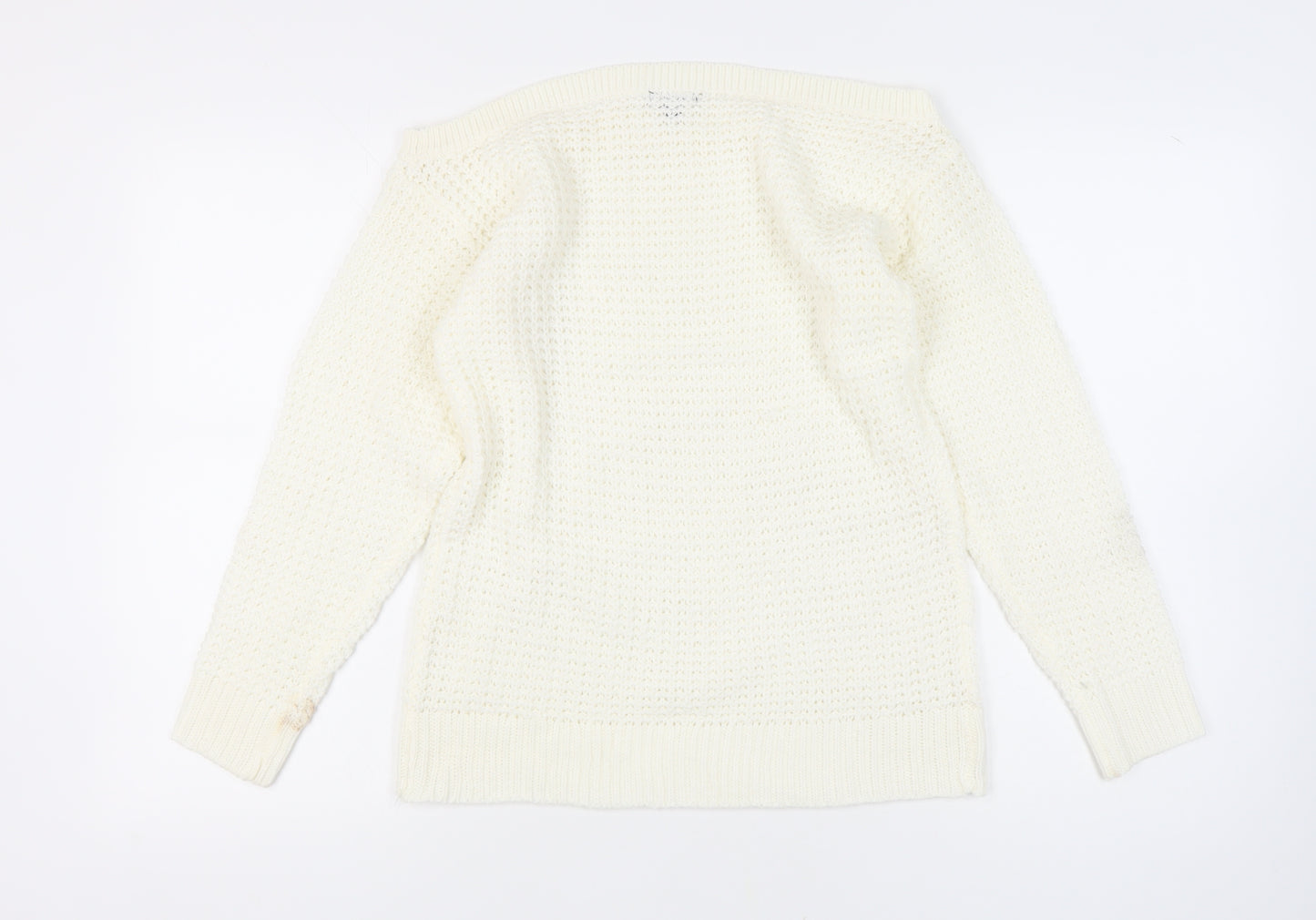 boohoo Women's White Knit Jumper Size S