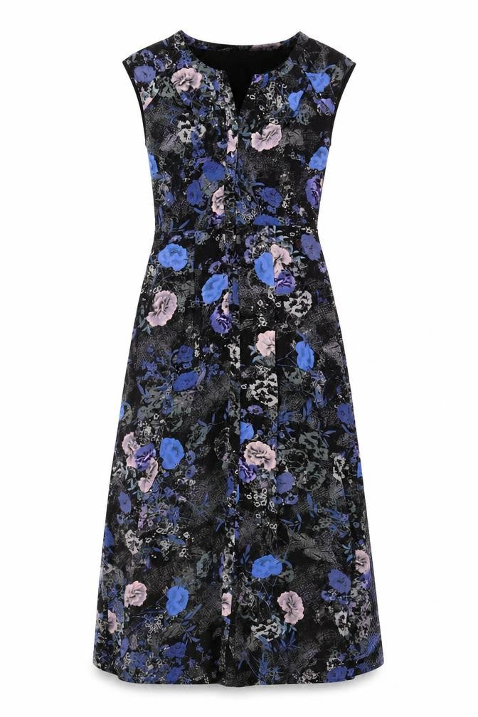 Front view of Warehouse Women’s Multicoloured Floral Dress, size UK 8