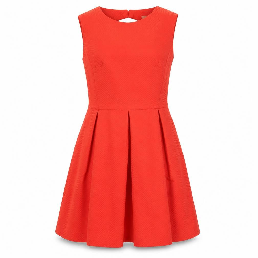 Front view of Jack Wills Women's Red Fit & Flare Dress, size 10