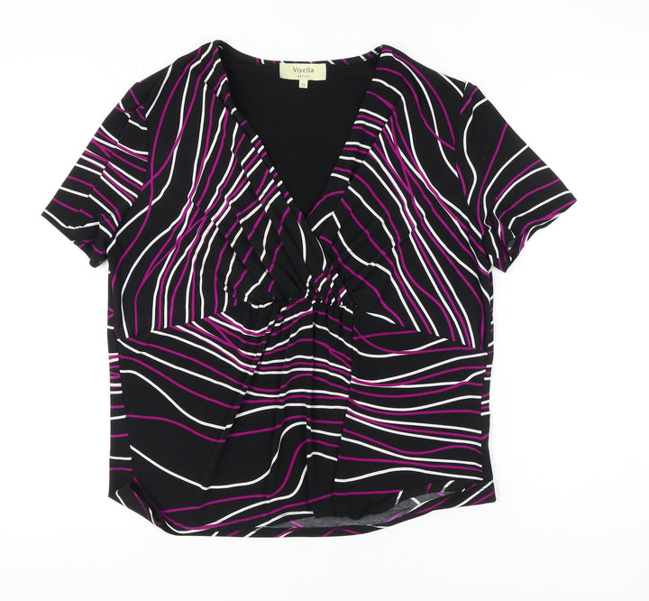 Viyella Women's XL Short Sleeve Striped Top