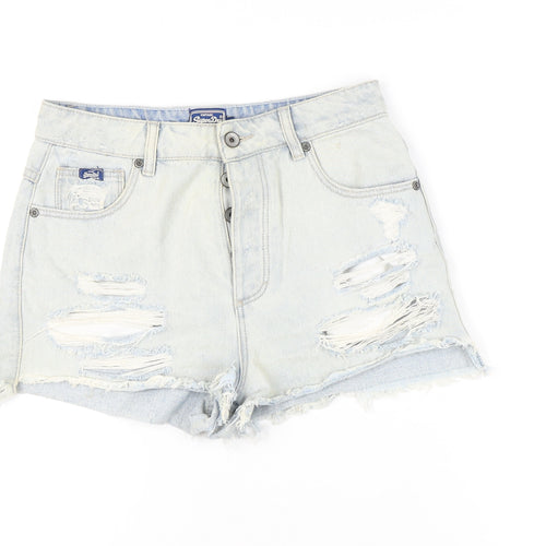 Superdry Women's Blue Cut-Off Denim Shorts, Size 28