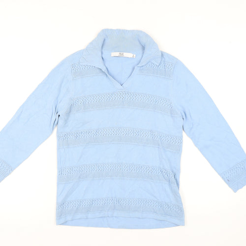 Isle Essentials Women's Blue Collared Jumper Size S