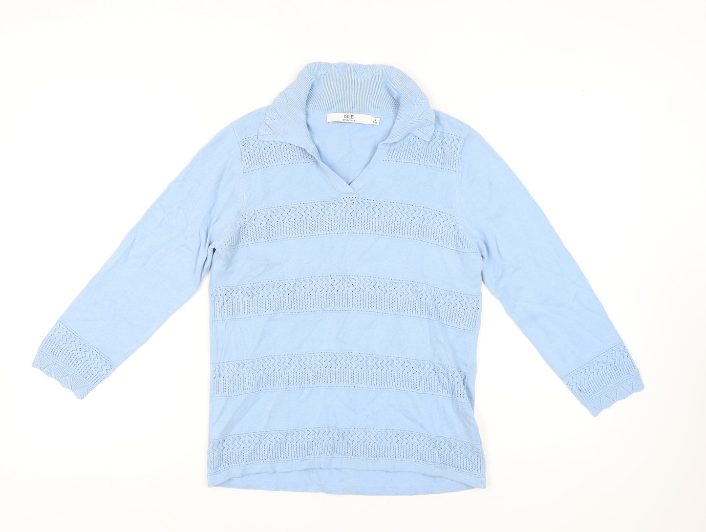 Isle Essentials Women's Blue Collared Jumper Size S