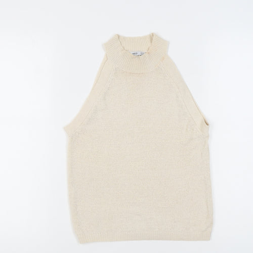 MNG Basics Women's Beige Sleeveless Mock Neck Tank
