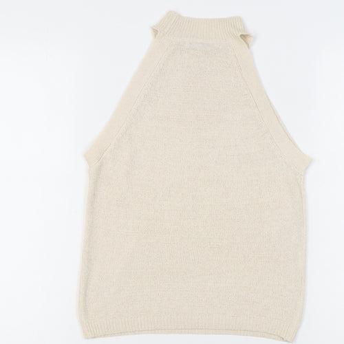 MNG Basics Women's Beige Sleeveless Mock Neck Tank