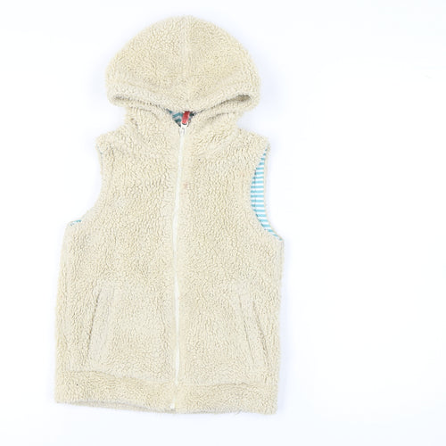 Mini Boden Girls Beige Hooded Sleeveless Jacket 7-8 Years