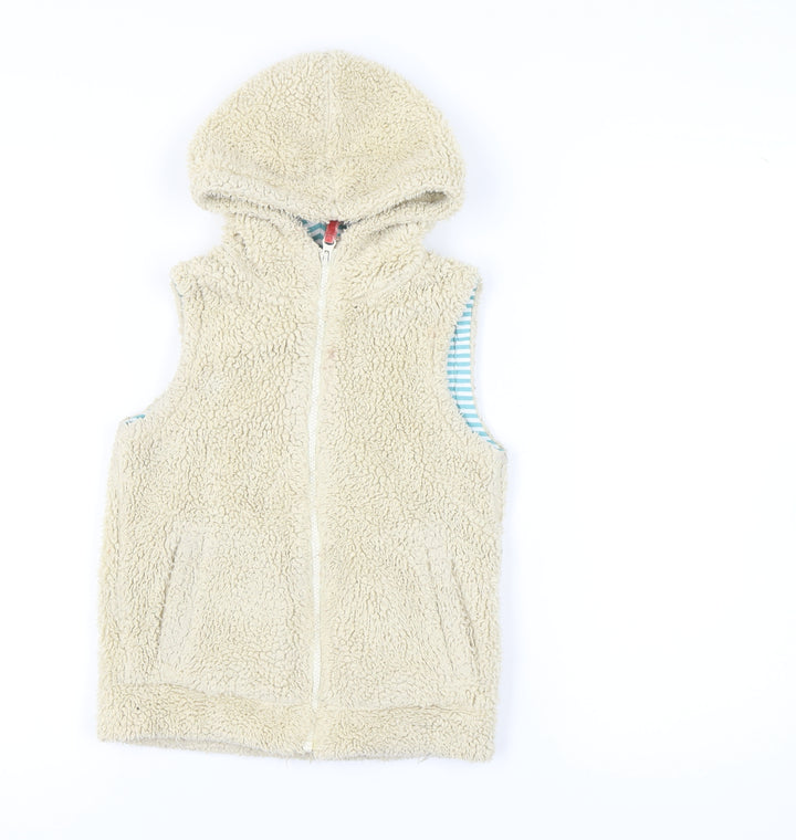 Mini Boden Girls Beige Hooded Sleeveless Jacket 7-8 Years