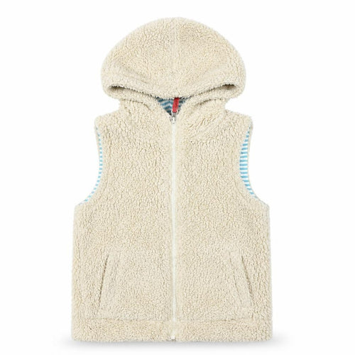 Mini Boden Girls Beige Hooded Sleeveless Jacket 7-8 Years