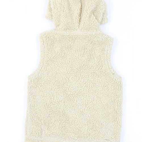 Mini Boden Girls Beige Hooded Sleeveless Jacket 7-8 Years