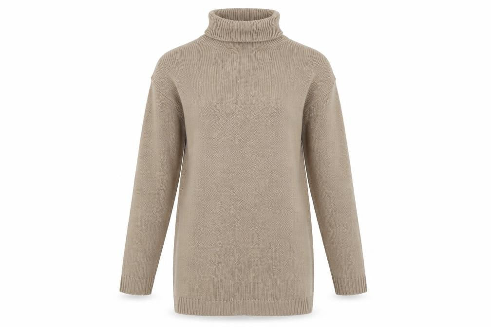 PRETTYLITTLETHING Beige Roll Neck Pullover M