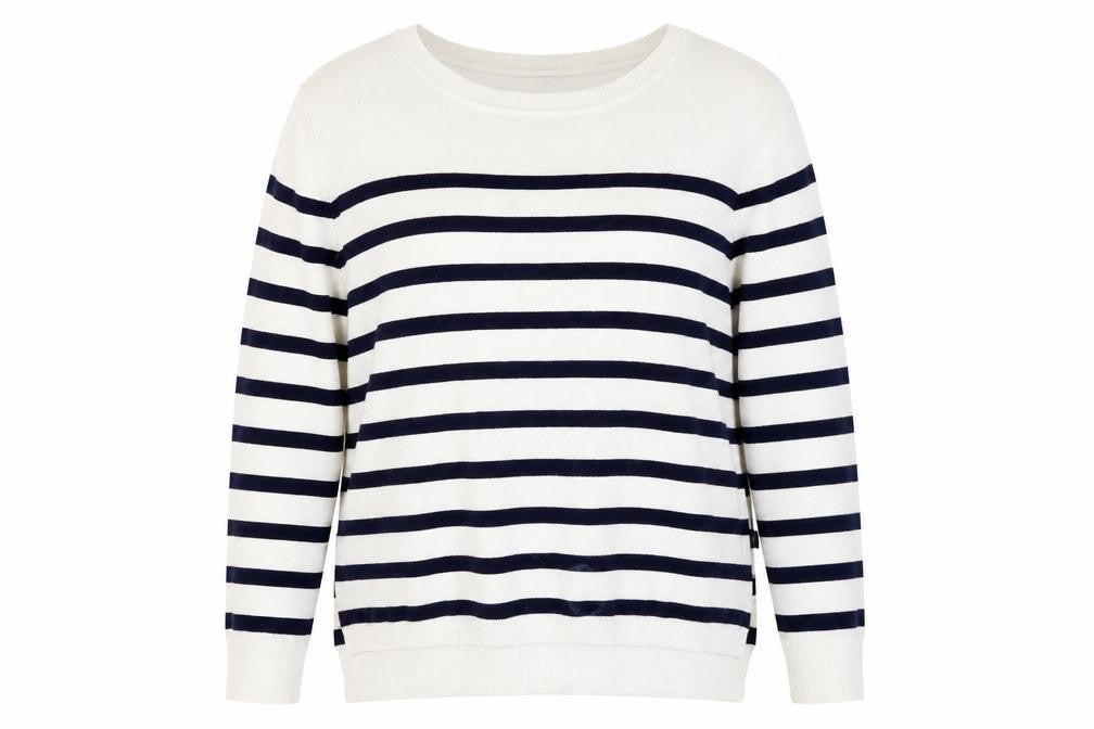 Front view of Zara Women’s White Striped jumper, L