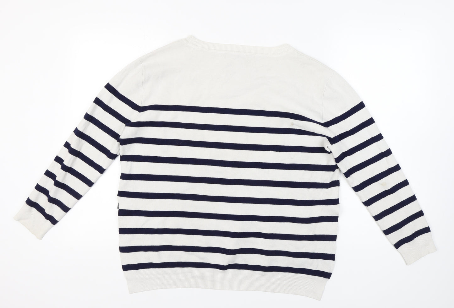 Zara Women’s White Striped Pullover Jumper, L