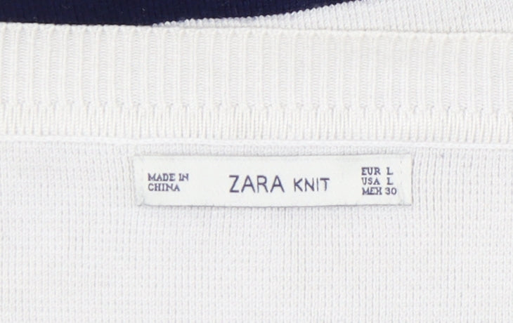 Zara Women’s White Striped Pullover Jumper, L