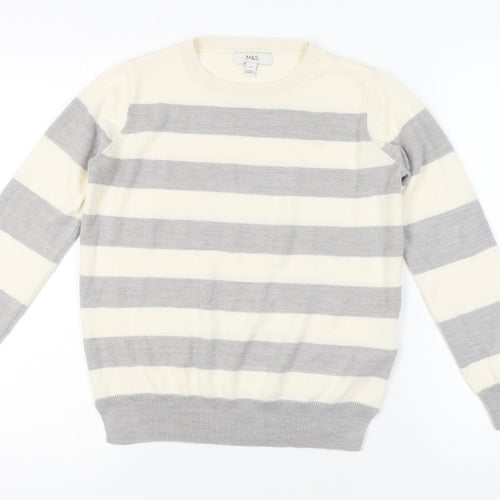 Marks and Spencer Women's Ivory Striped Pullover Jumper Size 12