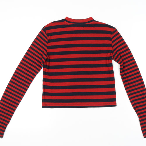 Superdry Women's Red Striped Cropped T-Shirt, M