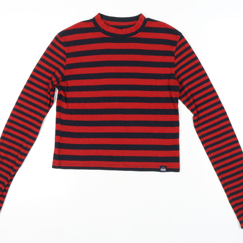 Superdry Women's Red Striped Cropped T-Shirt, M